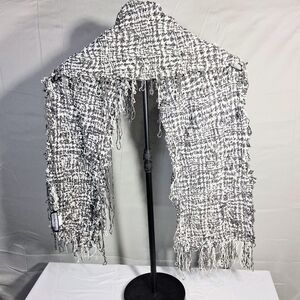 Women's Frilly Twenty Degrees 12" X 52" Black and White Cozy Scarf